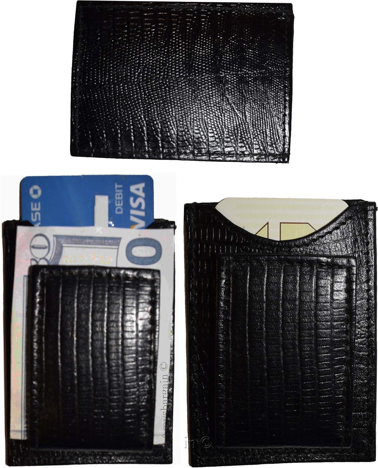 Lot of 12 Black Lizard skin printed leather money clip unbranded money Clip New - Image 13