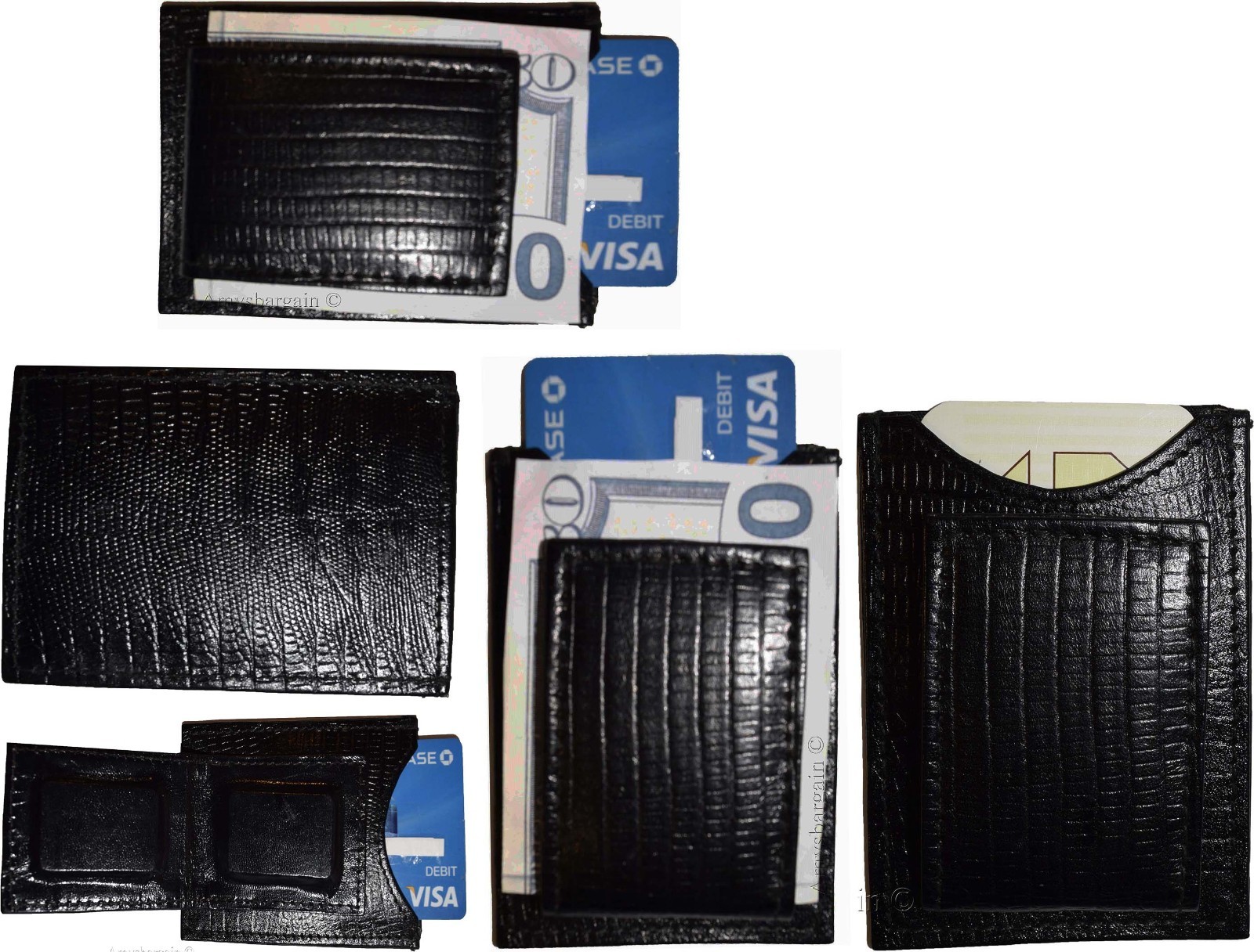 Lot of 12 Black Lizard skin printed leather money clip unbranded money Clip New - Image 4