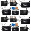 Lot of 12 Leather change purse,Black Zip coin wallet 2 pocket coin case key ring