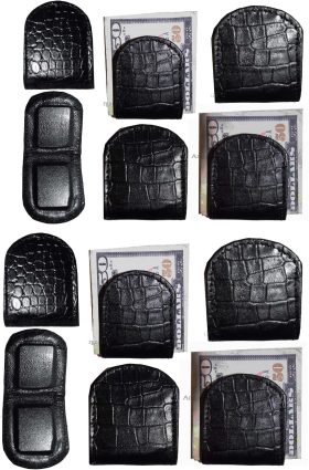 Lot of 12 New Black Crocodile printed leather Unbranded money clip Clip  Money