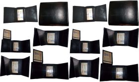 Lot of 12 New Trifold Leather Man’s wallet 2 ID 2 billfold Black 6 card wallets