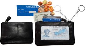 Lot of 2 Leather Change Purse bag Ladies mini pocket business card case kay ring