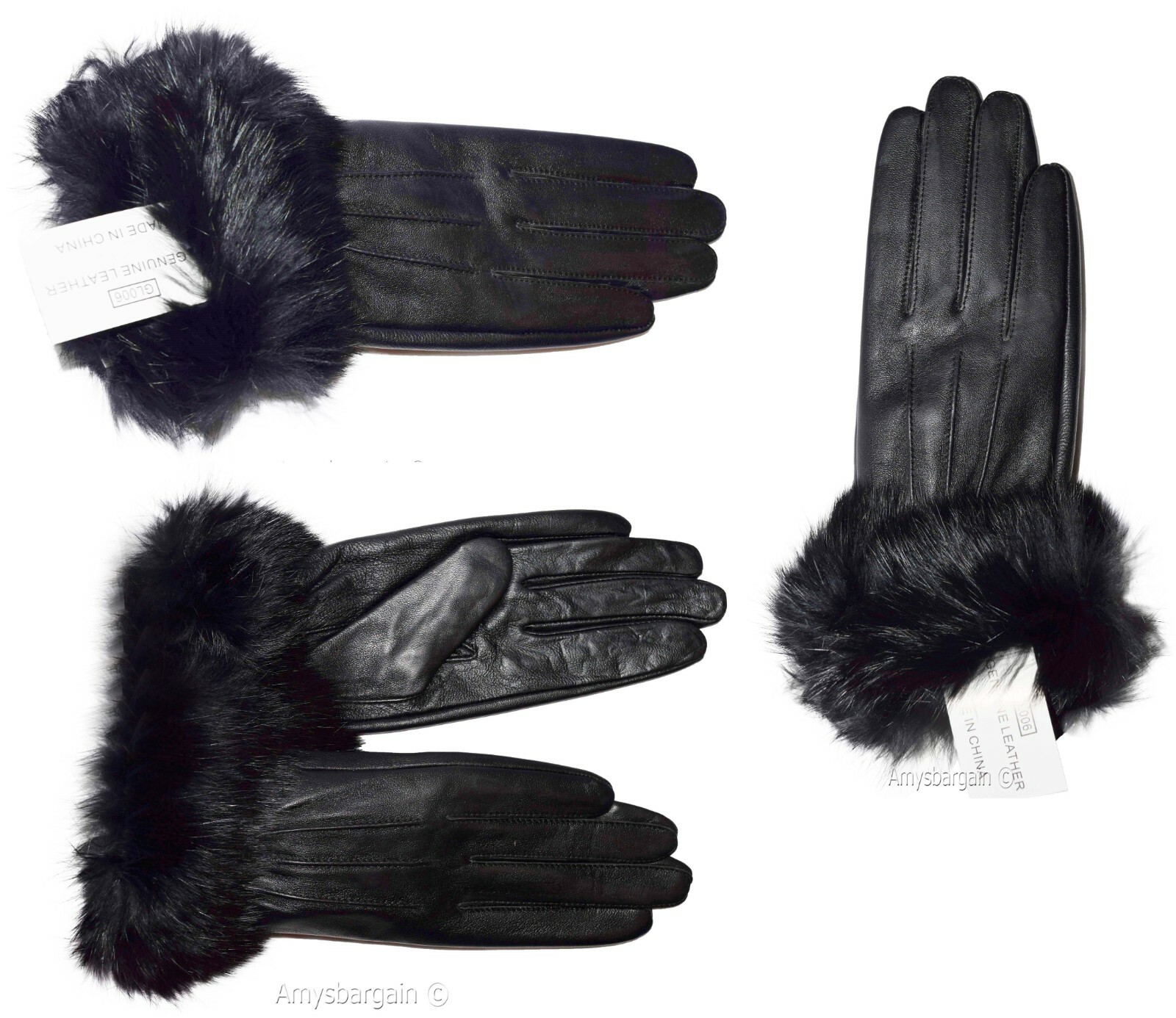 Lot of 2. Leather Gloves. Real fur. Size XL Women's Gloves winter gloves - Image 3