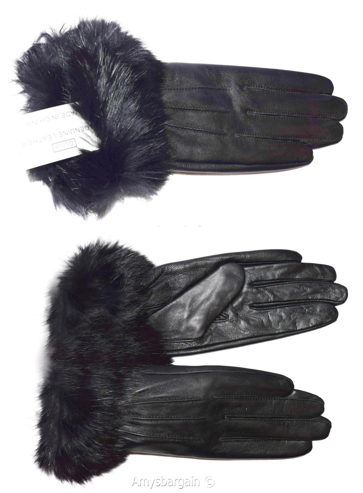 Lot of 2. Leather Gloves. Real fur. Size XL Women's Gloves winter gloves - Image 4