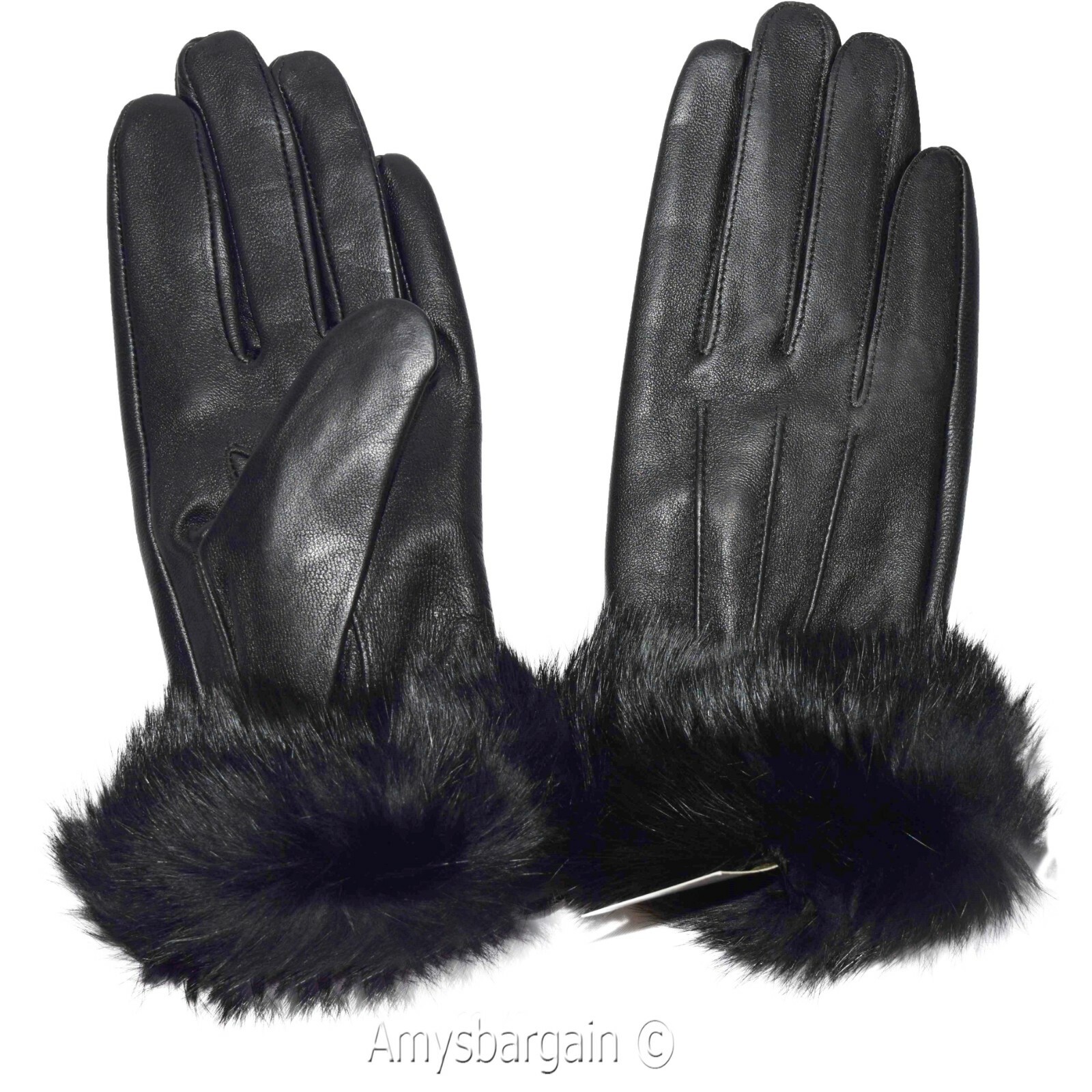 Lot of 2. Leather Gloves. Real fur. Size XL Women's Gloves winter gloves - Image 5