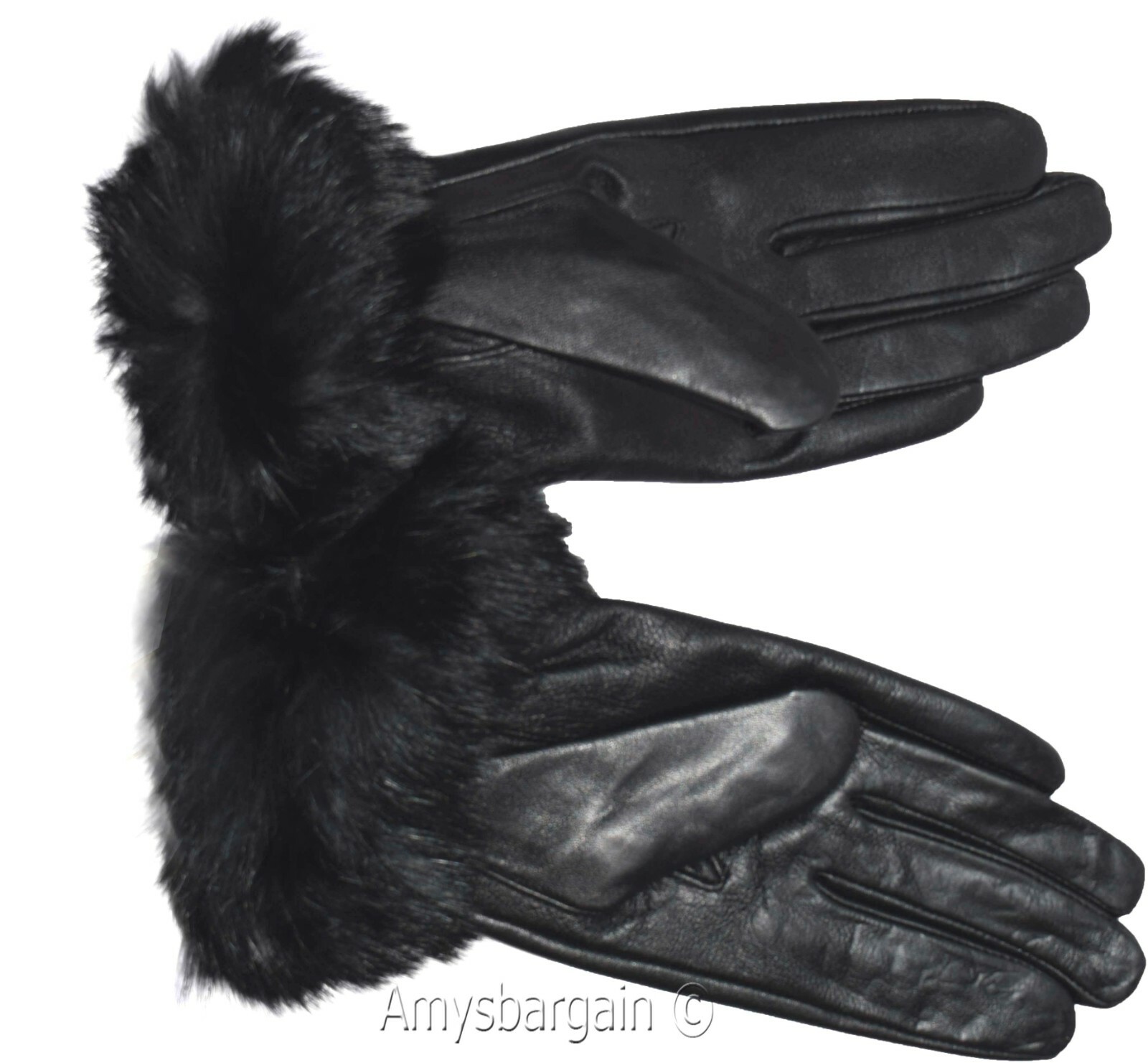 Lot of 2. Leather Gloves. Real fur. Size XL Women's Gloves winter gloves - Image 6