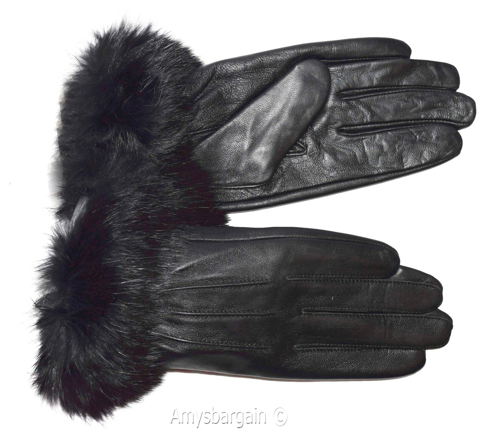 Lot of 2. Leather Gloves. Real fur. Size XL Women's Gloves winter gloves - Image 8