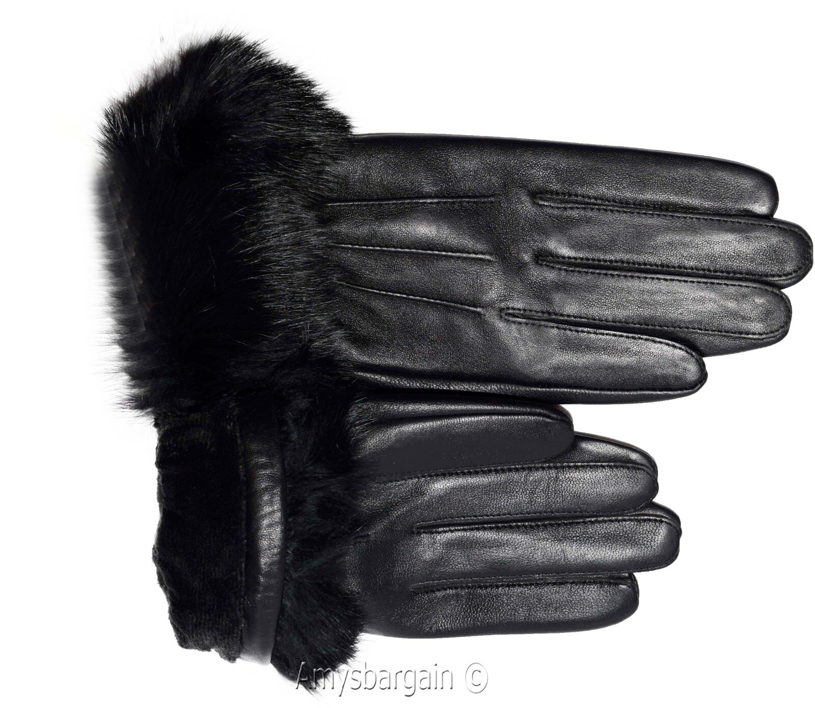 Lot of 2. Leather Gloves. Real fur. Size XL Women's Gloves winter gloves - Image 9