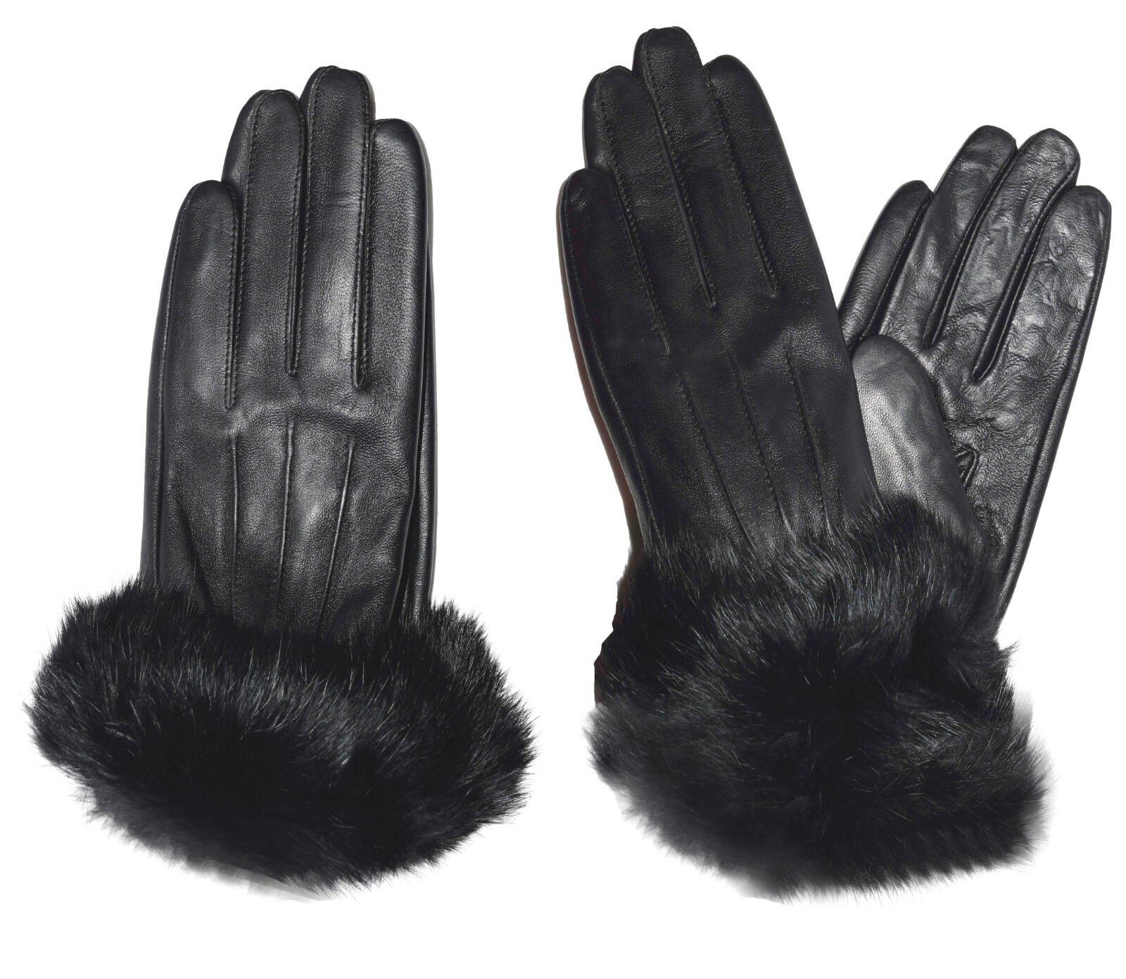 Lot of 2. Leather Gloves. Real fur. Size XL Women's Gloves winter gloves