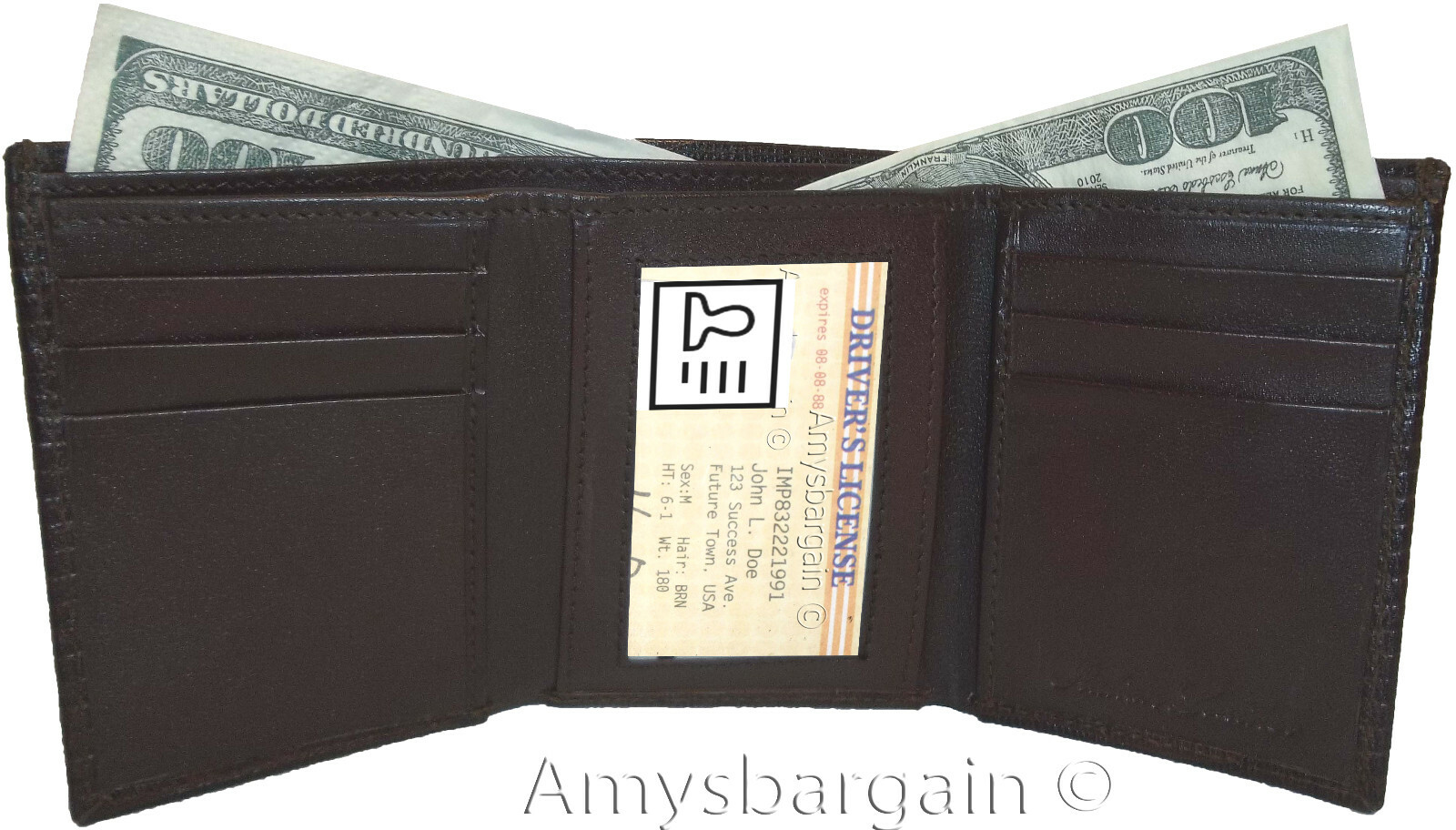 Lot of 2 Lizard skin Printed Real Leather wallet Man's Brown Trifold wallet new - Image 10