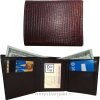 Lot of 2 Lizard skin Printed Real Leather wallet Man's Brown Trifold wallet new