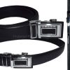 Lot of 2 Men's Belt Black Leather Automatic lock belt Up to 44 inches Dress belt