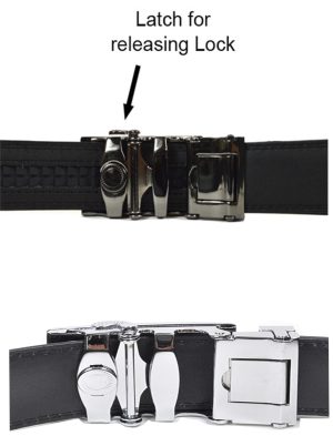 Lot of 2 Men's Belt Black Leather Automatic lock belt Up to 44 inches Dress belt - Image 8