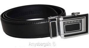 Lot of 2 Men's Belt Black Leather Automatic lock belt Up to 44 inches Dress belt - Image 9