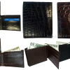 Lot of 2 New Crocodile Skin Printed Leather man's bi fold wallet 6 cards ID # 5.