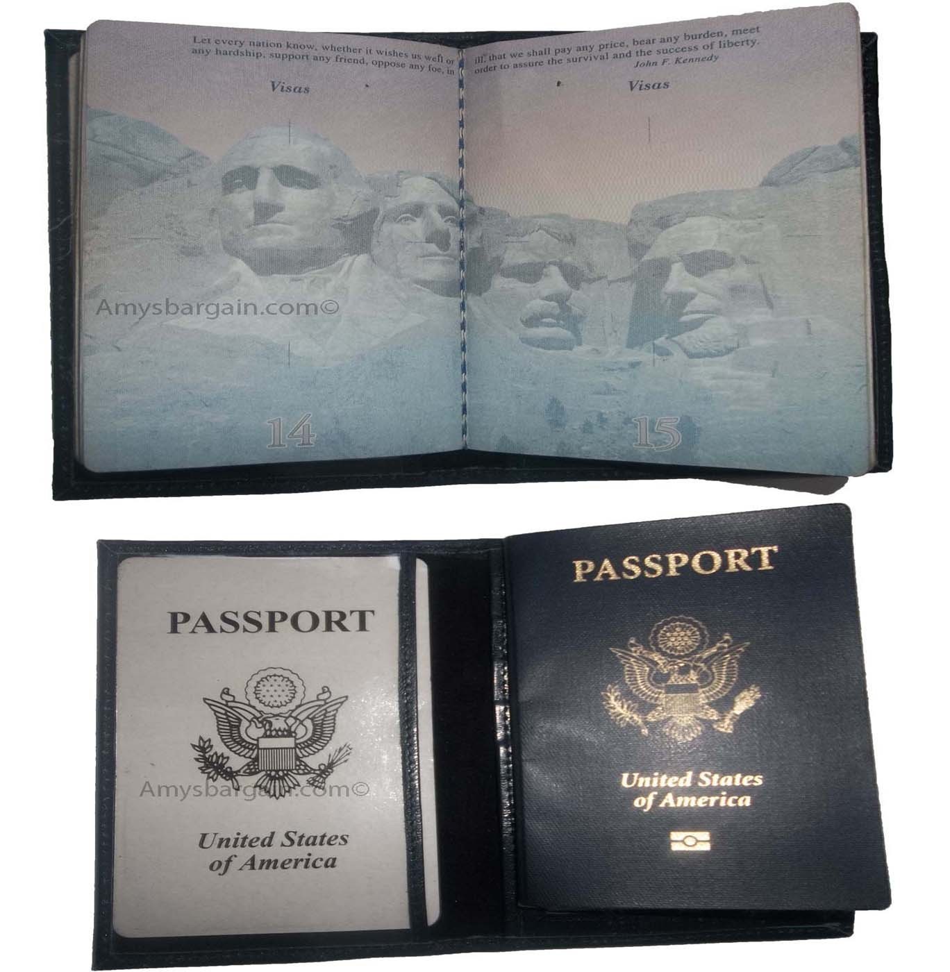 Lot of 2. New USA Leather Passport Case, Wallet with Card Space. Genuine leather