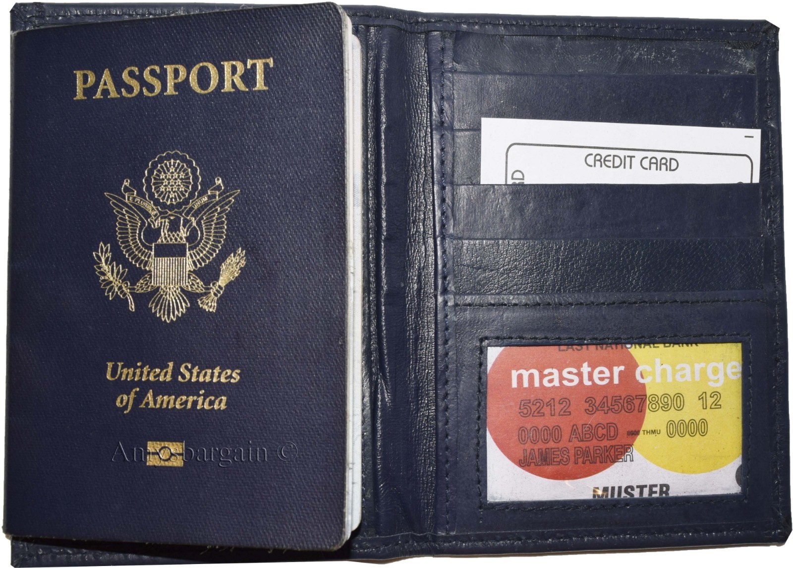 Lot of 2. New USA Leather Passport Case, Wallet with Card Space. Genuine leather - Image 9