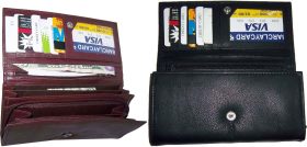 Lot of 2 New Woman's Leather checkbook wallet 6 Credit card 7 Bill pockets new