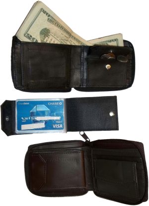 Lot of 2 New Zip around men's Leather wallets 1 Block 1 Brown Zip man's Bi fold - Image 11