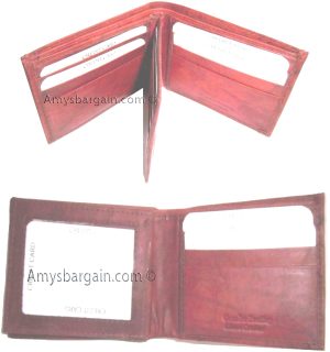 Lot of 2 New men's leather billfold wallet 9 credit card slots ID Bifold BN #67