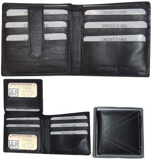 Lot of 2 RFID Men's Hipster wallet Genuine Leather Bifold 15 Card 2ID New in Box