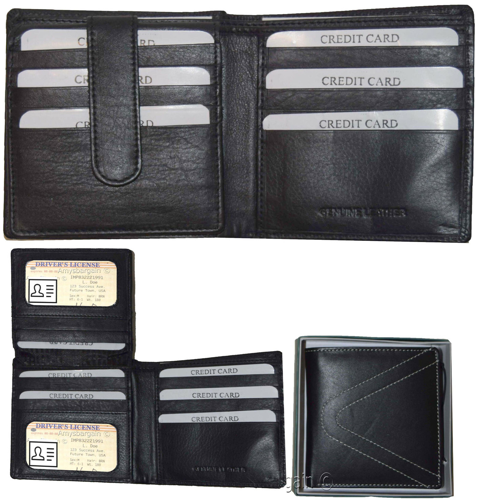 Lot of 2 RFID Men's Hipster wallet Genuine Leather Bifold 15 Card 2ID New in Box
