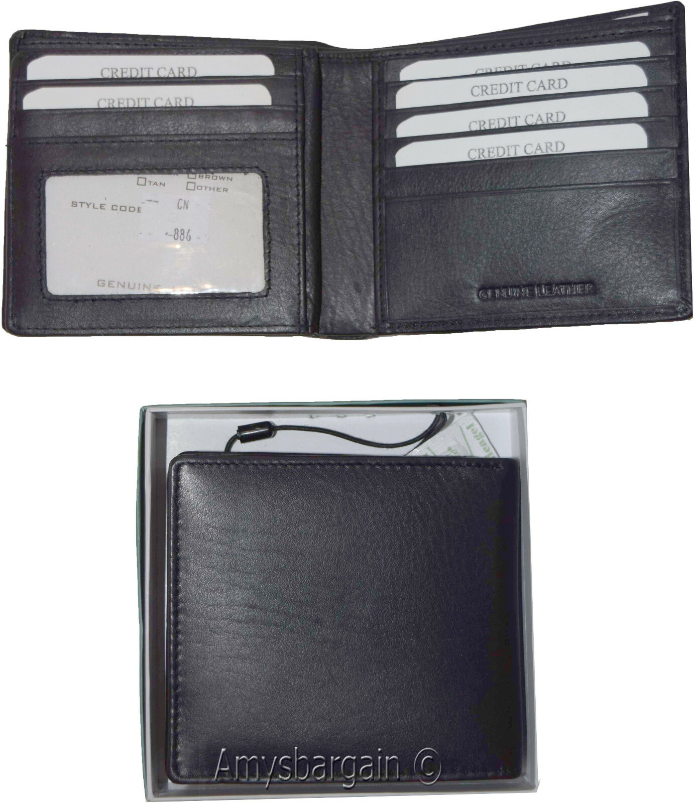 Lot of 2 RFID Men's Hipster wallet Genuine Leather Bifold 17 Card 2ID New in Box - Image 4