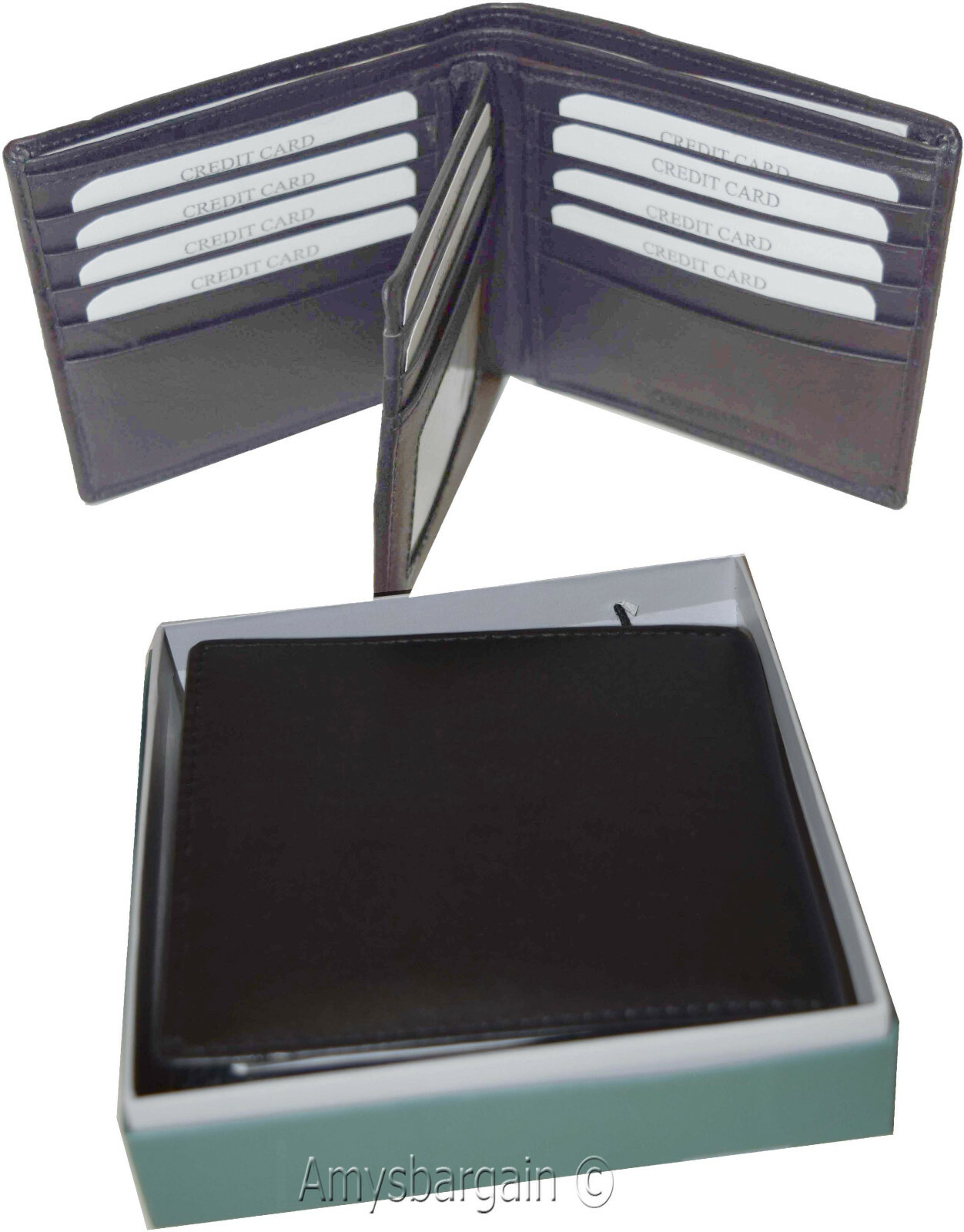 Lot of 2 RFID Men's Hipster wallet Genuine Leather Bifold 17 Card 2ID New in Box - Image 5