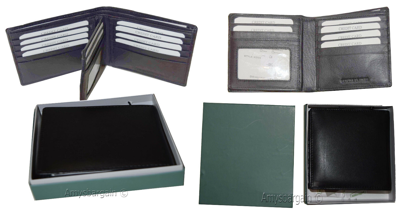 Lot of 2 RFID Men's Hipster wallet Genuine Leather Bifold 17 Card 2ID New in Box