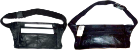 Lot of 2 flat leather waist pouch waist bag leather bag fanny pack flat pack new