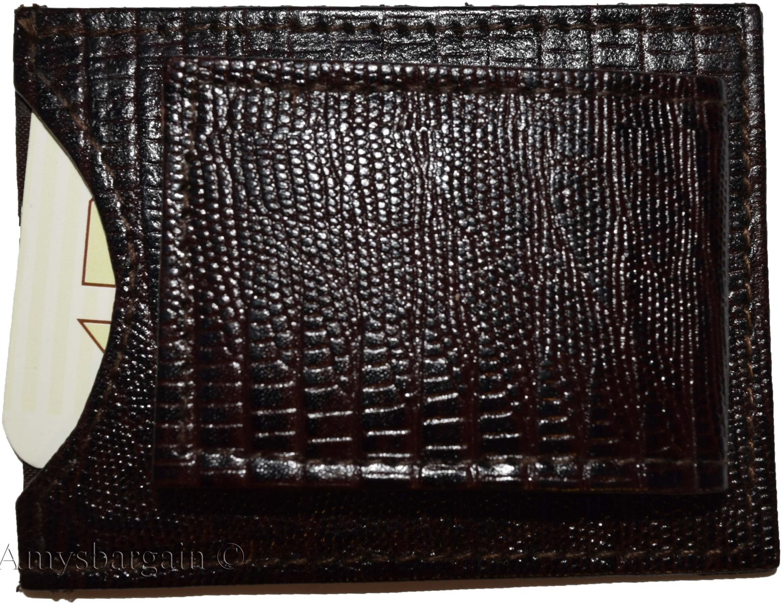 Lot of 3 Brown Lizard skin printed leather money clip, unbranded money Clip New - Image 11