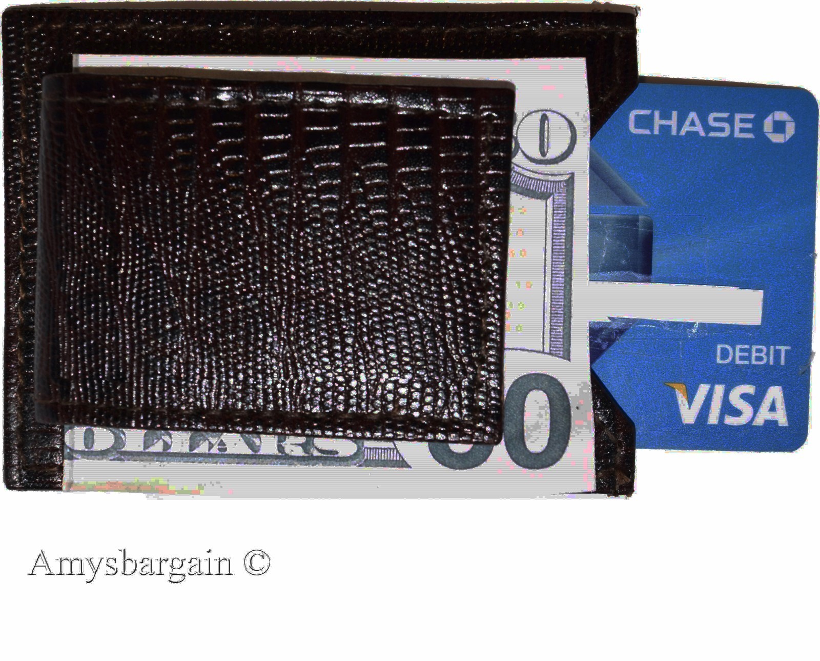 Lot of 3 Brown Lizard skin printed leather money clip, unbranded money Clip New - Image 7