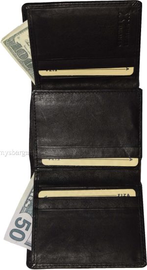 Lot of 3 FIZA NY Leather men's trifold wallet unbranded Black men's wallet B new - Image 9