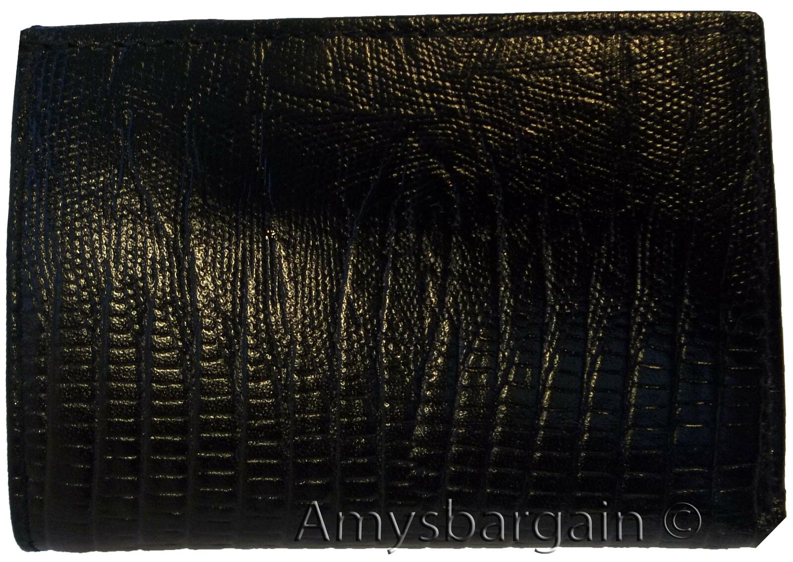 Lot of 3 Italian Style Lizard skin Printed Leather Man's Black Trifold wallet BN - Image 12