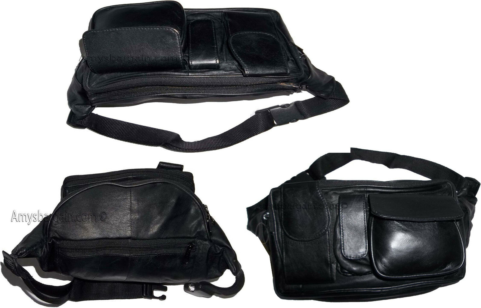 Lot of 3 Leather waist pouch large waist bag leather bag Fanny pack sports bag