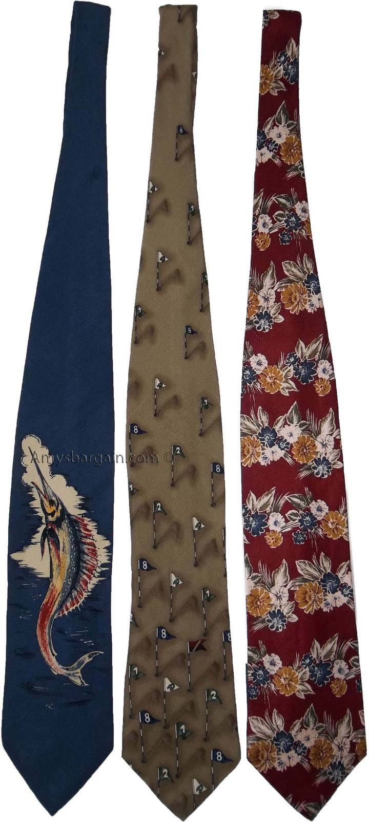 Lot of 3 Men's tie Cutter and Buck Designer Silk Men's Neck Wear Made in USA L3 - Image 3