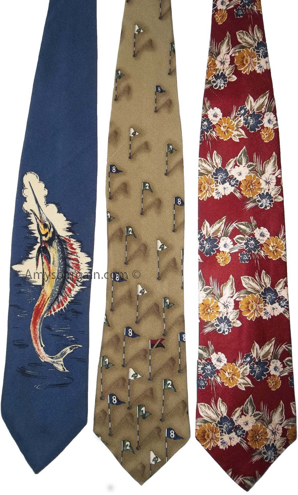 Lot of 3 Men's tie Cutter and Buck Designer Silk Men's Neck Wear Made in USA L3