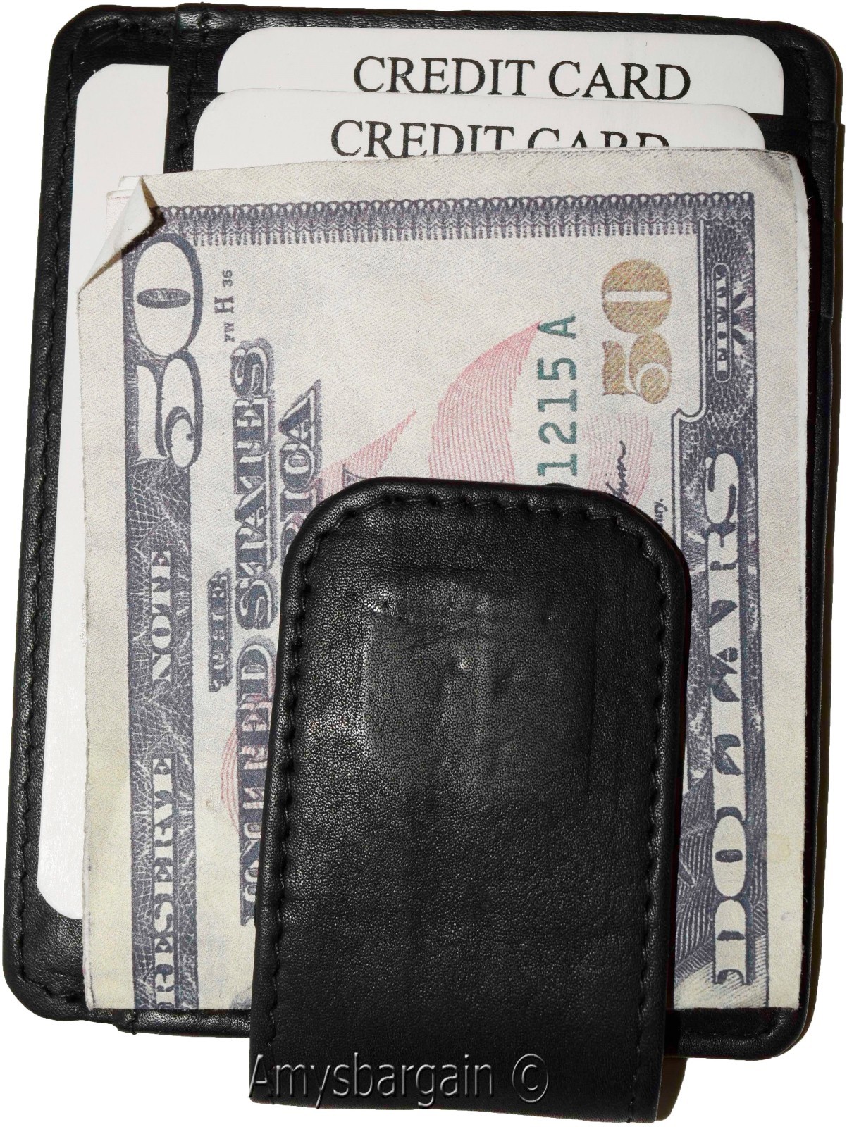 Lot of 3 Money Clip Leather Credit card ID money clip wallet magnetic money clip - Image 8