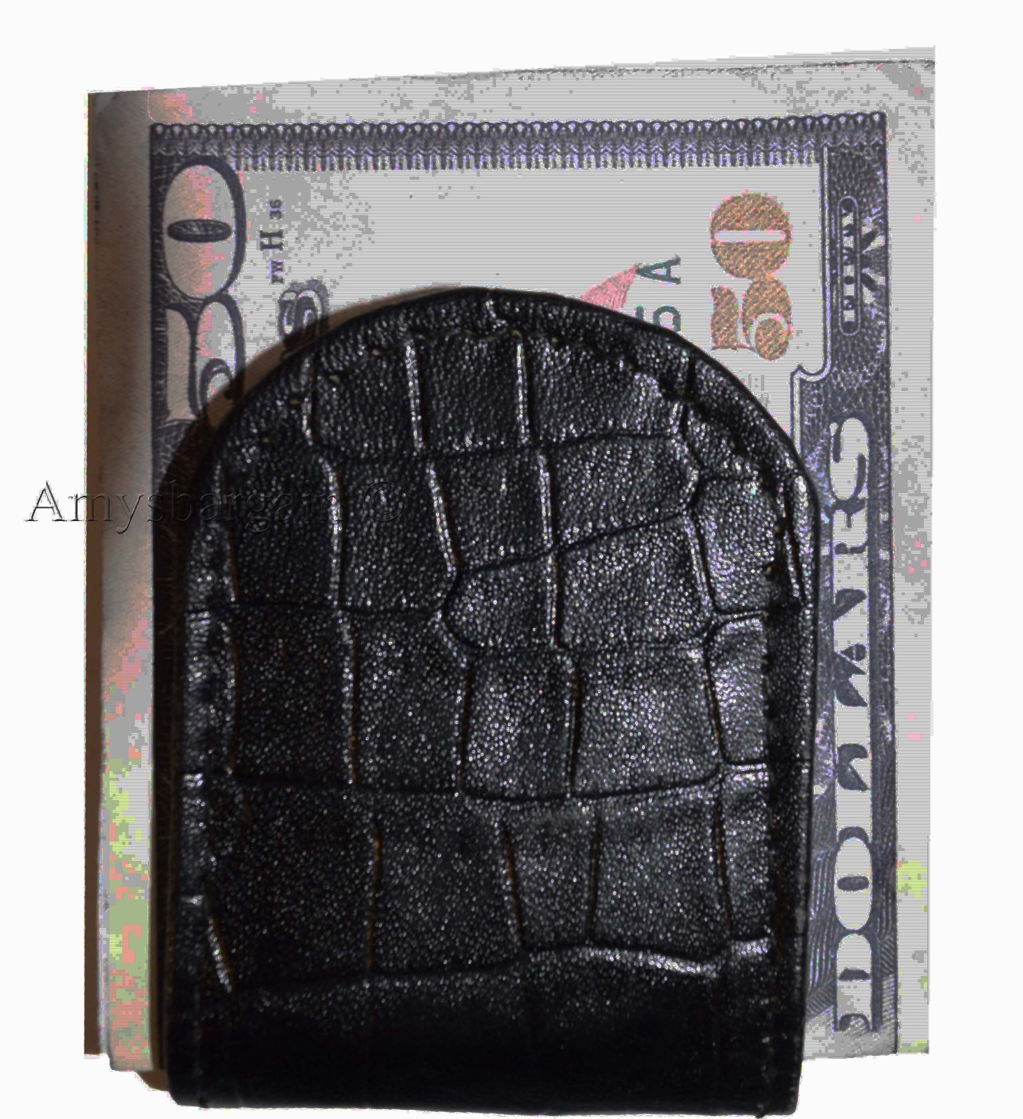 Lot of 3 New Black Crocodile printed leather Unbranded money clip Clip Money BN - Image 3