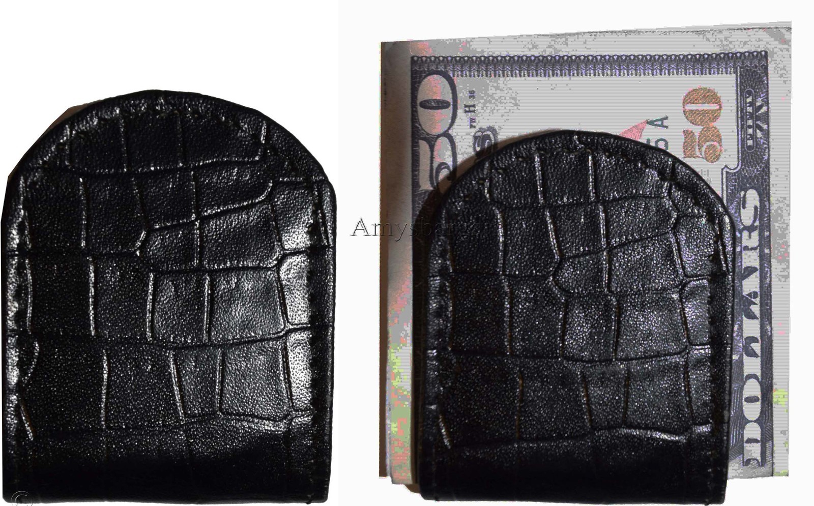 Lot of 3 New Black Crocodile printed leather Unbranded money clip Clip Money BN - Image 10