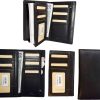 Lot of 3 New Black Leather checkbook wallet 14 credit card change purse ID BNWT