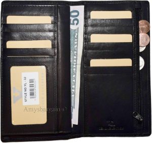 Lot of 3 New Black Leather checkbook wallet 14 credit card change purse ID BNWT - Image 5