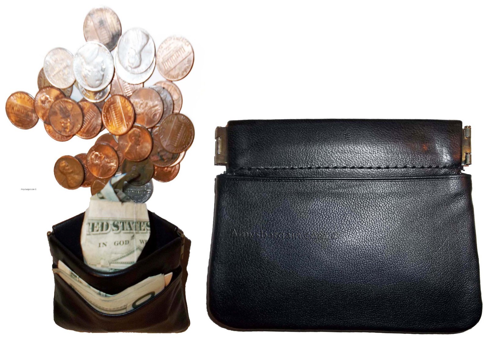 Lot of 3 New Leather Squeeze change purse metal framed squeeze Coin Change Case - Image 13