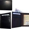 Lot of 3 New leather man's trifold wallet ID case 2 bill slots 6 credit cards bn