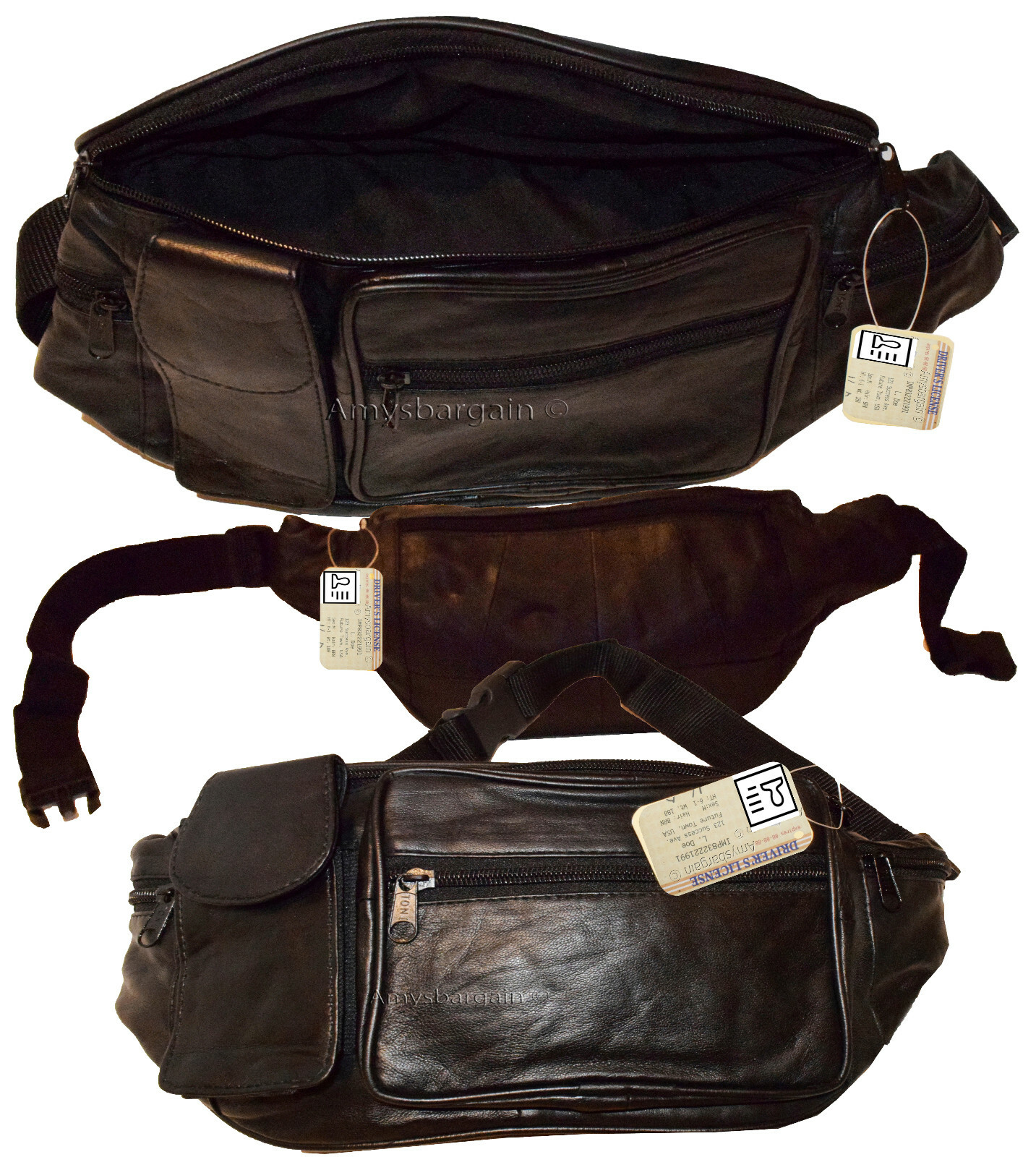 Lot of 3. Waist pouch large waist bag leather bag Fanny pack sports bag 5 pocket