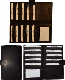 Lot of 3 leather checkbook cover Black credit card ID wallet 19 Cards Brand New
