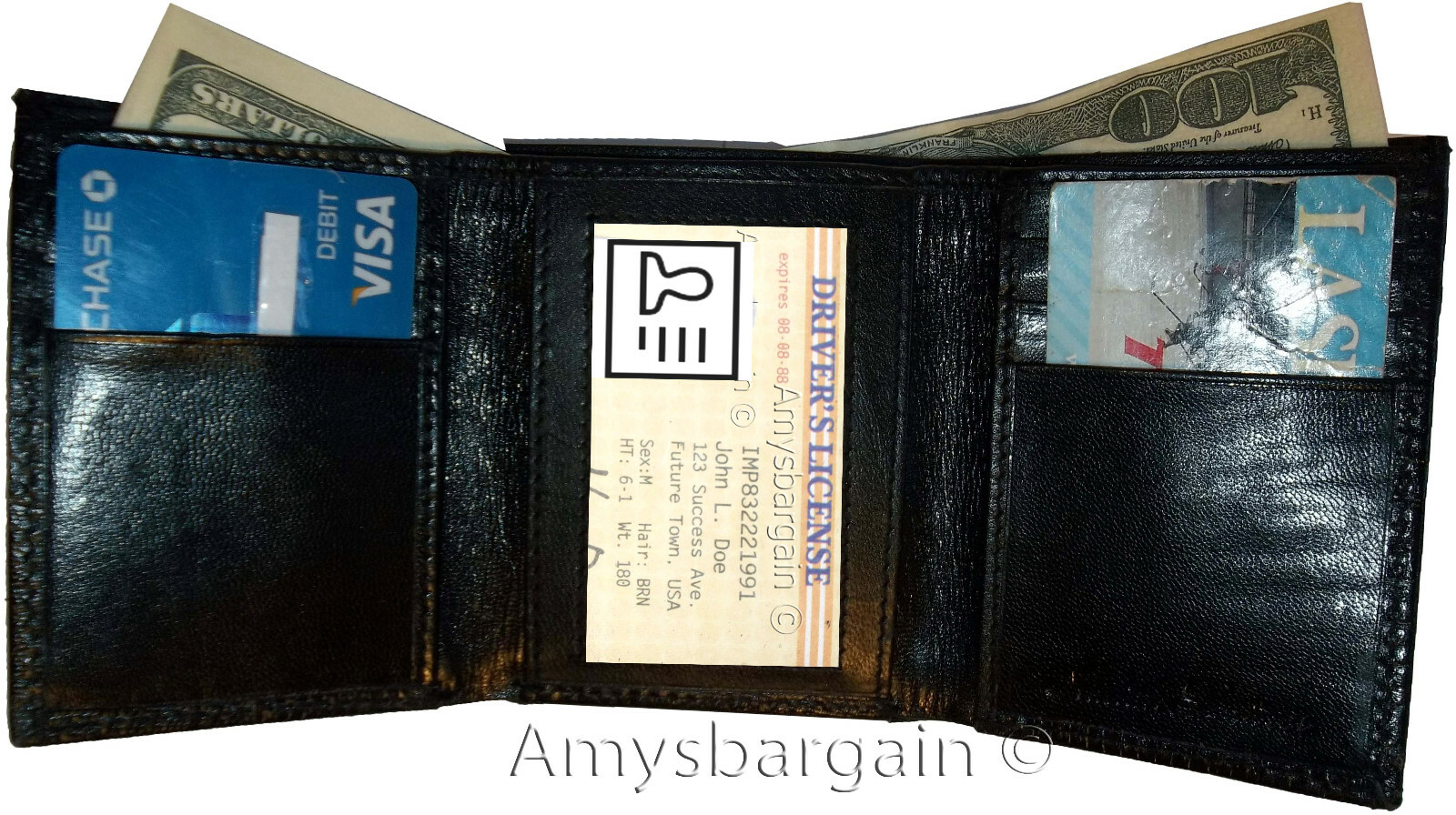 Lot of 4 Italian Style Crocodile Printed Leather Man's Black Trifold wallet BNWT - Image 6