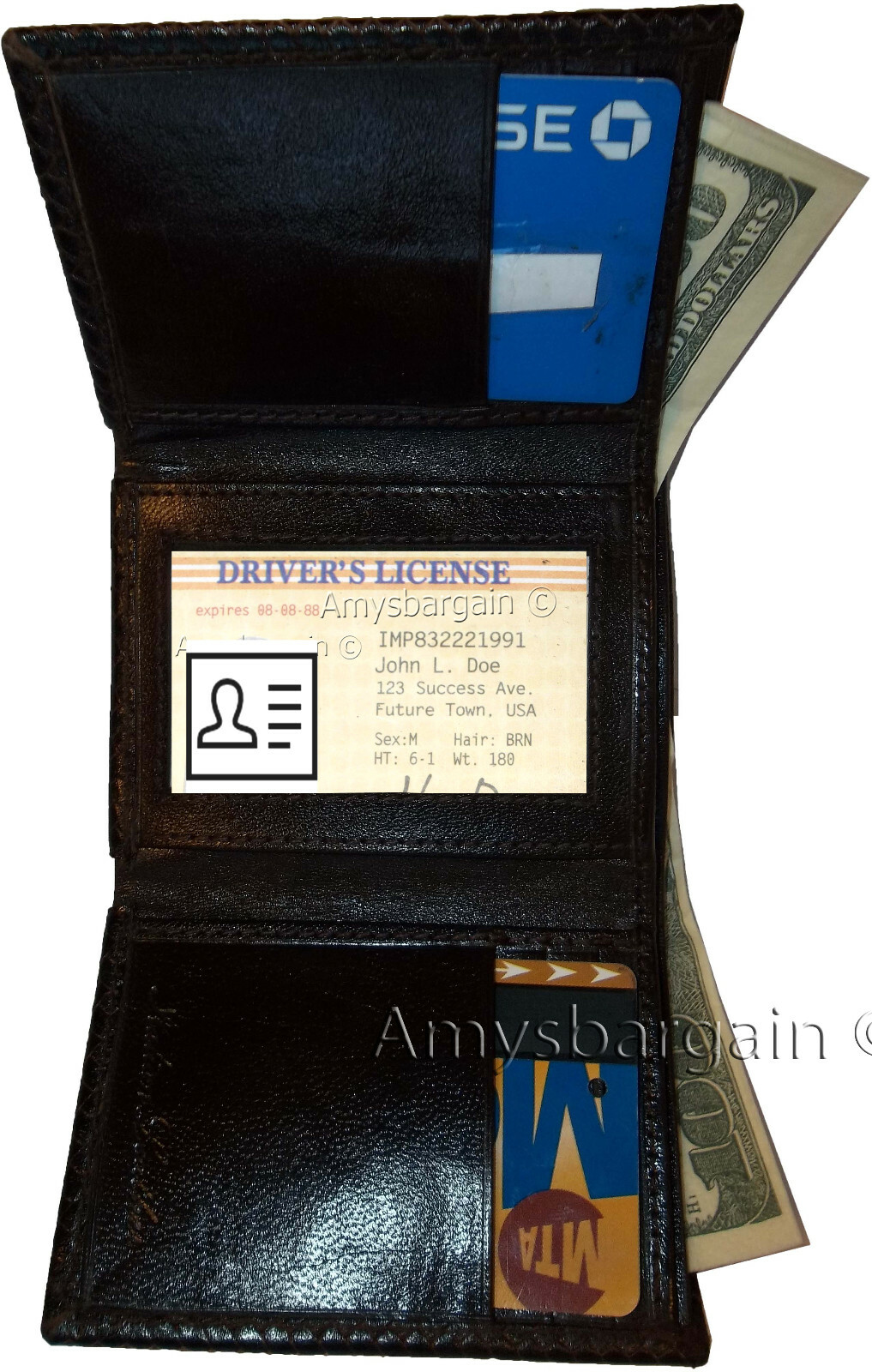 Lot of 4 Italian Style Crocodile Printed Leather Man's Black Trifold wallet BNWT - Image 9