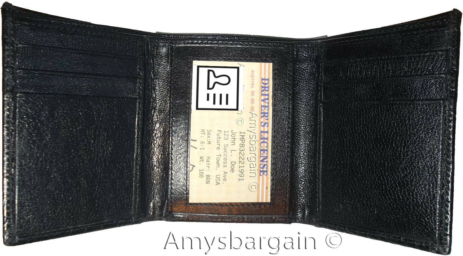 Lot of 4 Italian Style Crocodile Printed Leather Man's Black Trifold wallet BNWT - Image 10