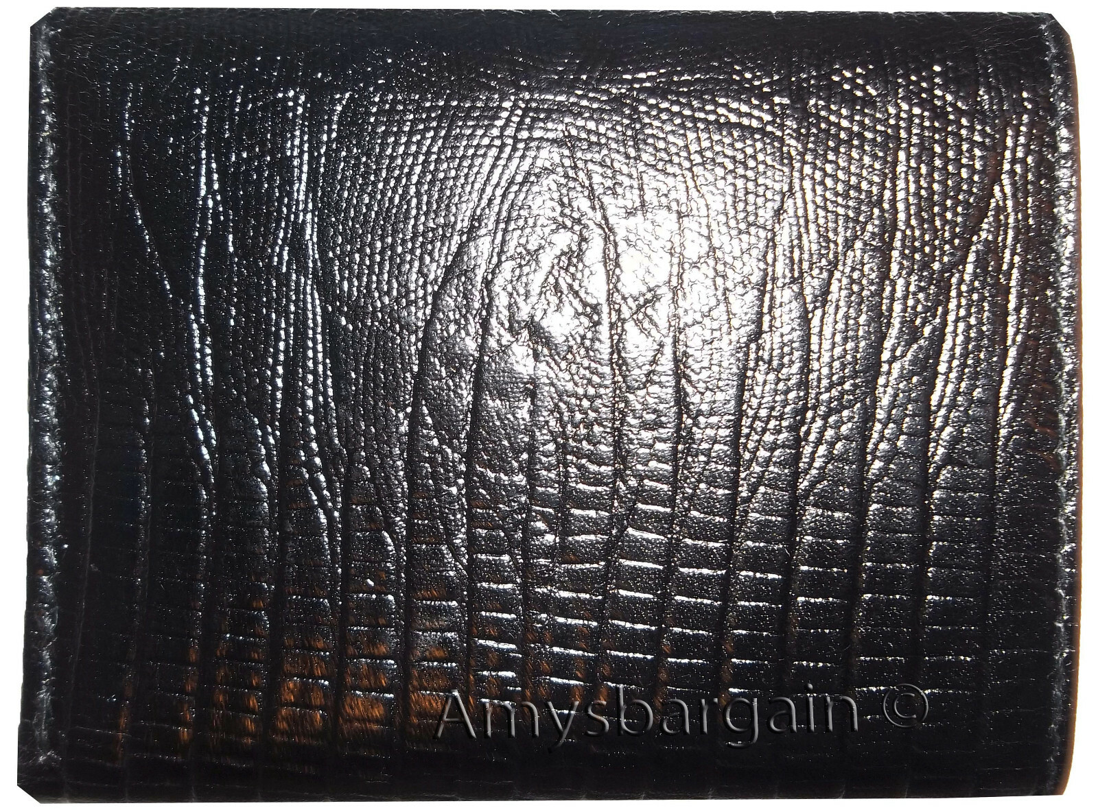 Lot of 4 Italian Style Crocodile Printed Leather Man's Black Trifold wallet BNWT - Image 11